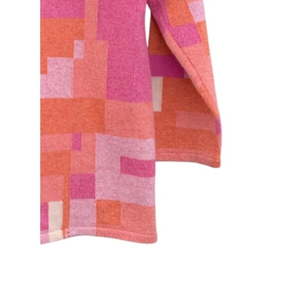 Y2K Cashmere Top L Color Block Boat Neck Quarter Sleeve Mod Playful Minimalist - Picture 3 of 5